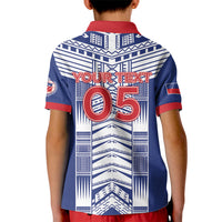 Custom Rugby Toa Samoa Kid Polo Shirt Samoan Tatau Blue Version LT05 - Polynesian Pride