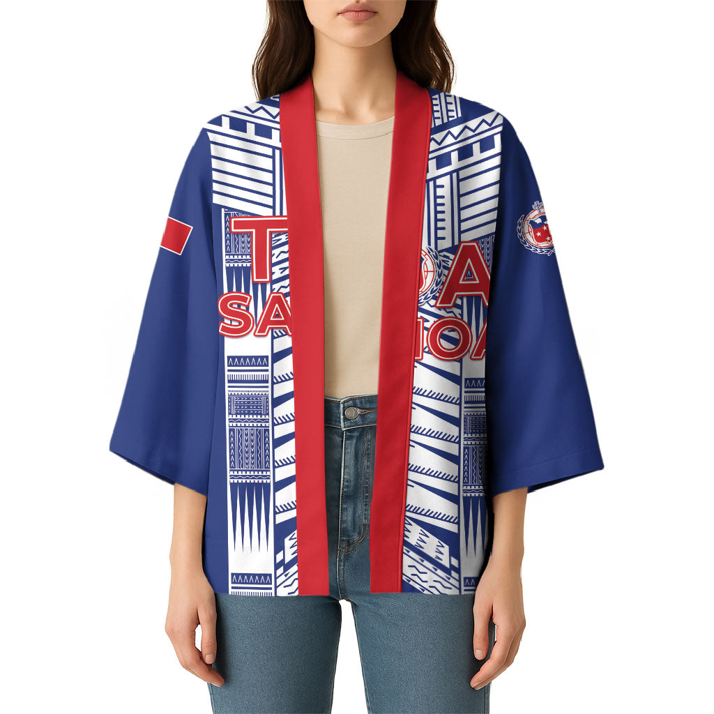 Custom Rugby Toa Samoa Kimono Samoan Tatau Blue Version LT05 - Polynesian Pride