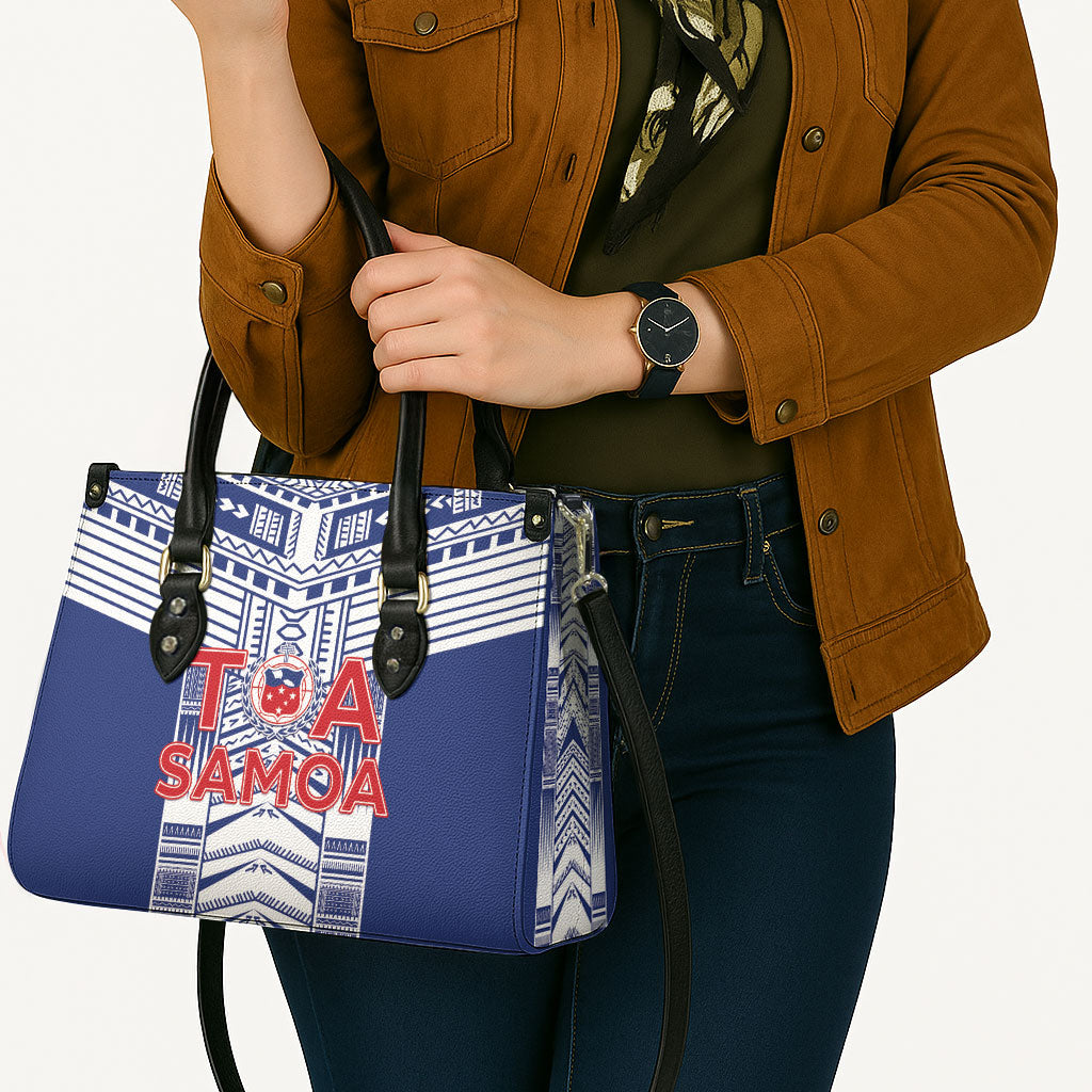 Rugby Toa Samoa Leather Bag Samoan Tatau Blue Version LT05 - Polynesian Pride