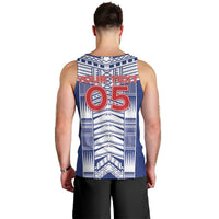 Custom Rugby Toa Samoa Men Tank Top Samoan Tatau Blue Version LT05 - Polynesian Pride