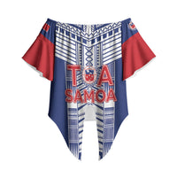 Custom Rugby Toa Samoa Off Shoulder Wrap Waist Top Samoan Tatau Blue Version LT05 - Polynesian Pride