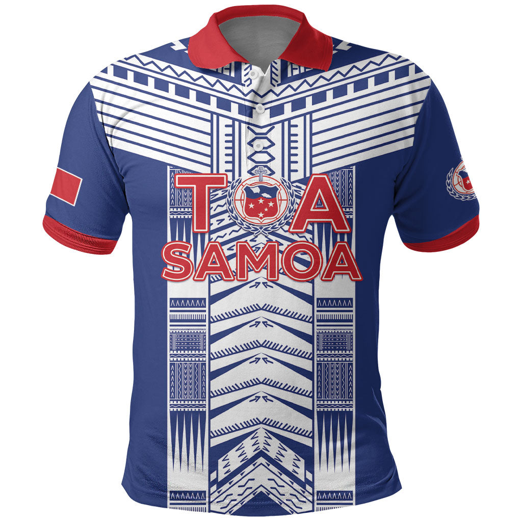 Custom Rugby Toa Samoa Polo Shirt Samoan Tatau Blue Version LT05 Blue - Polynesian Pride