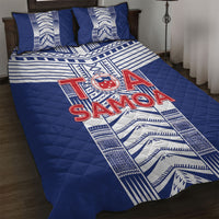 Rugby Toa Samoa Quilt Bed Set Samoan Tatau Blue Version LT05 Blue - Polynesian Pride
