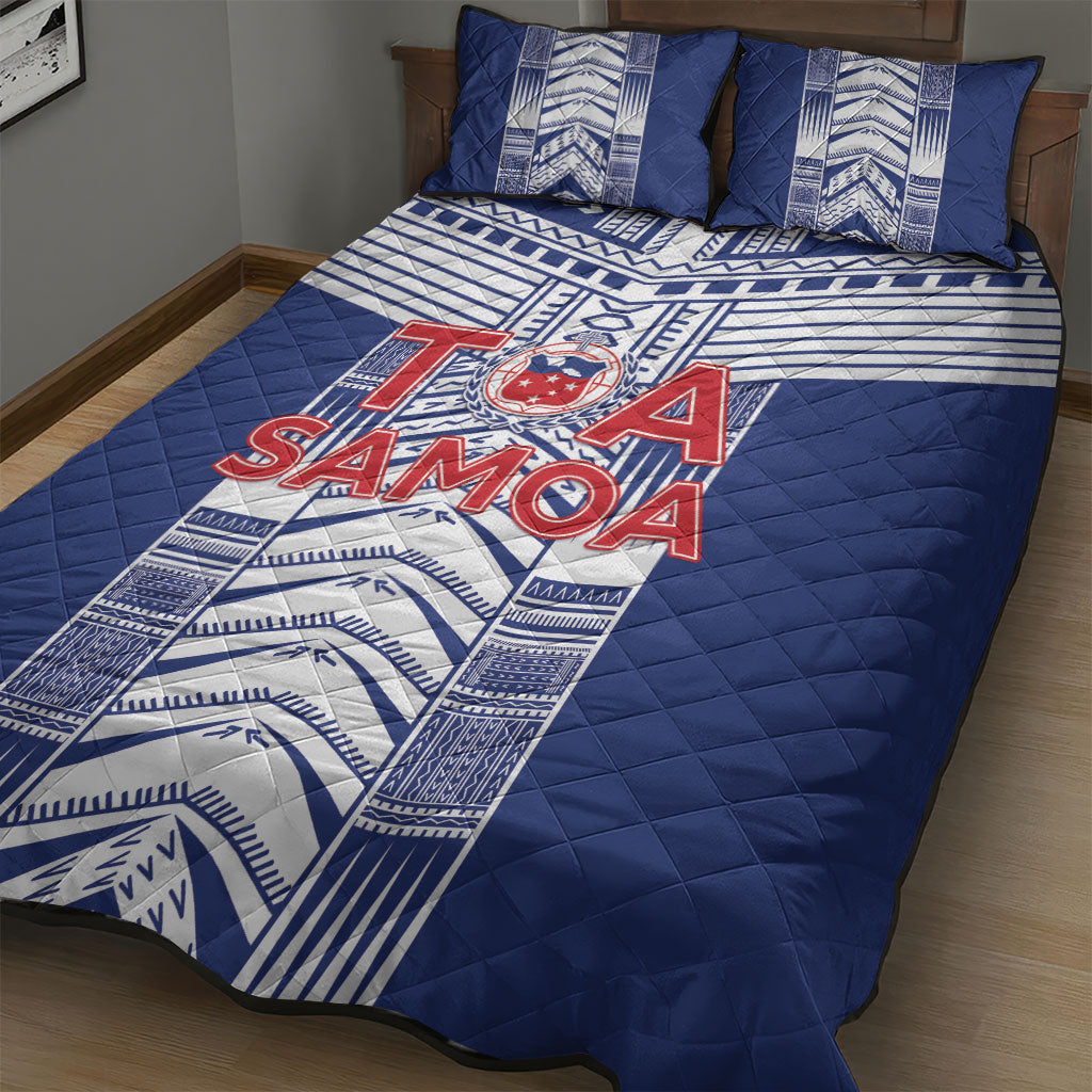Rugby Toa Samoa Quilt Bed Set Samoan Tatau Blue Version LT05 - Polynesian Pride