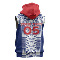 Custom Rugby Toa Samoa Sleeveless Hoodie Samoan Tatau Blue Version LT05 - Polynesian Pride