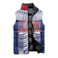 Custom Rugby Toa Samoa Sleeveless Puffer Jacket Samoan Tatau Blue Version LT05 - Polynesian Pride