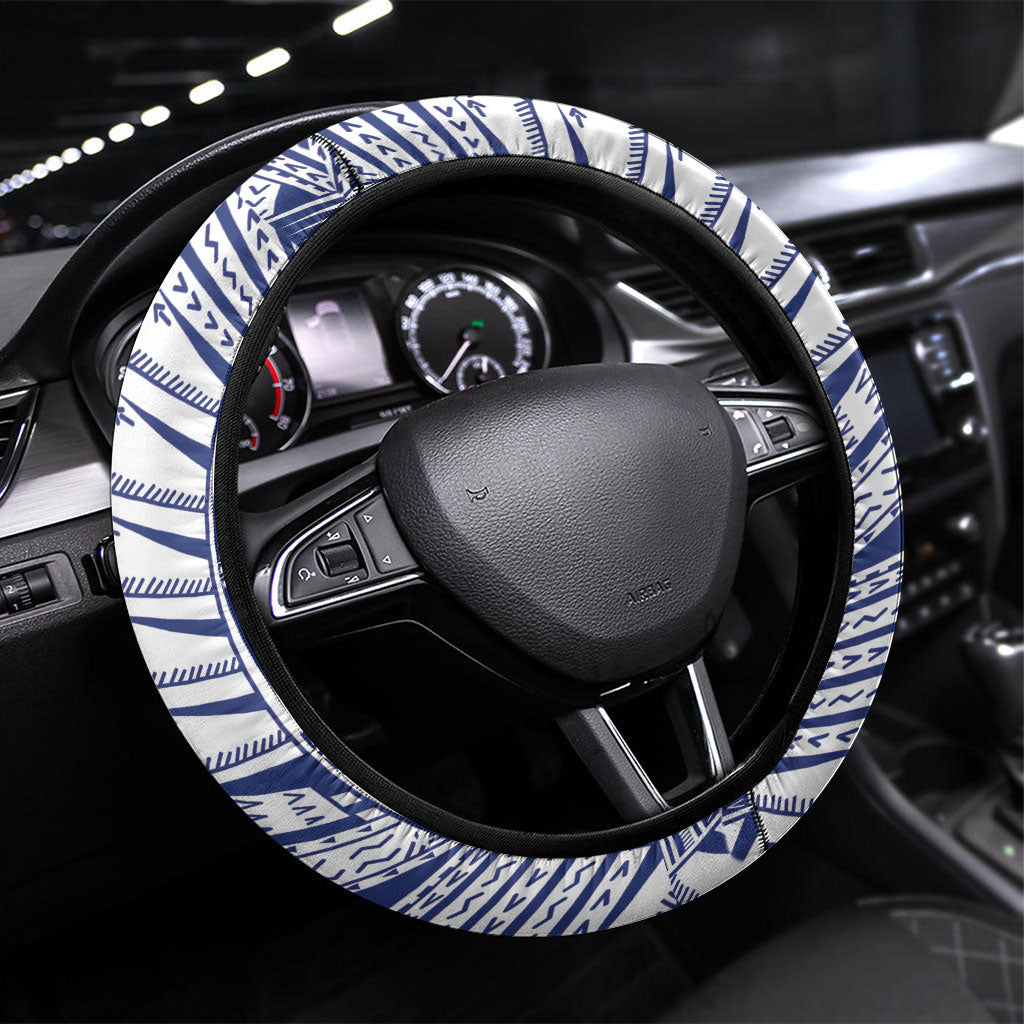 Rugby Toa Samoa Steering Wheel Cover Samoan Tatau Blue Version LT05 Universal Fit Blue - Polynesian Pride