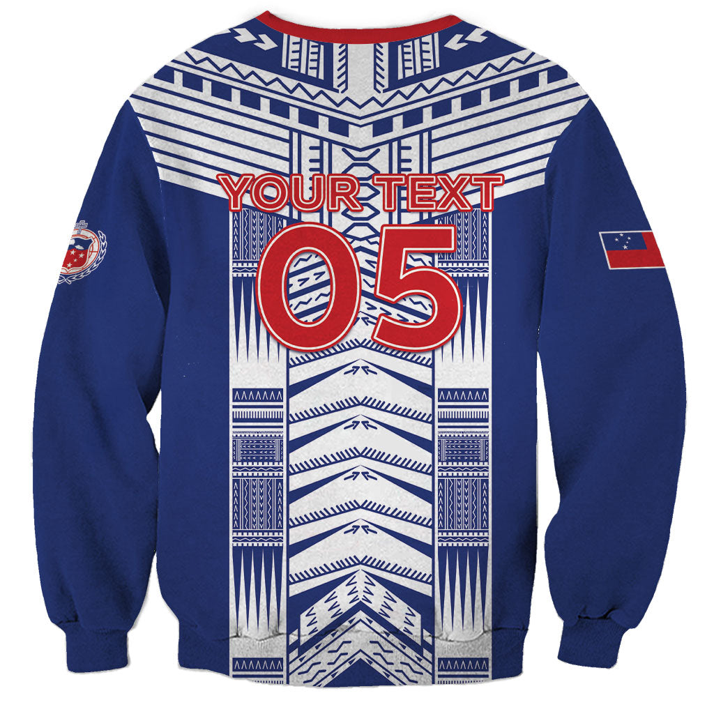 Custom Rugby Toa Samoa Sweatshirt Samoan Tatau Blue Version LT05 - Polynesian Pride