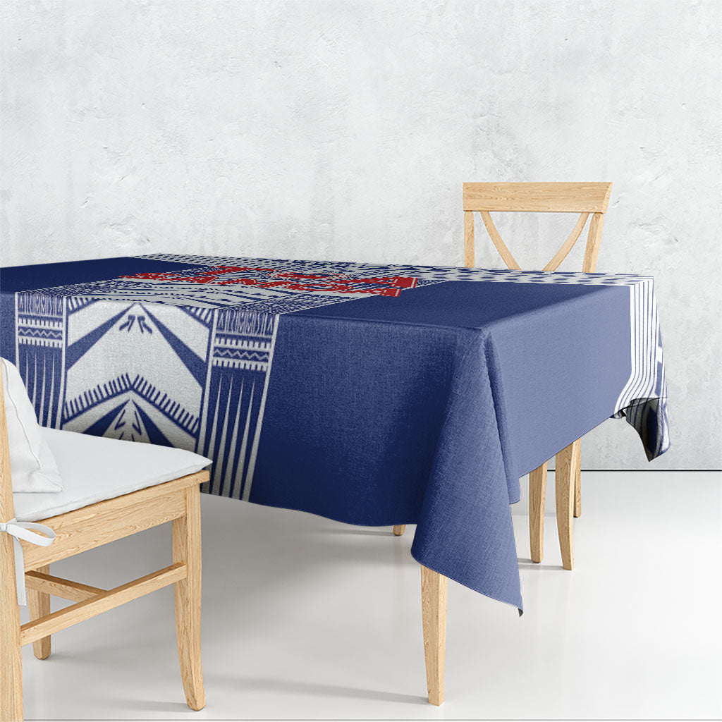 Rugby Toa Samoa Tablecloth Samoan Tatau Blue Version LT05 - Polynesian Pride