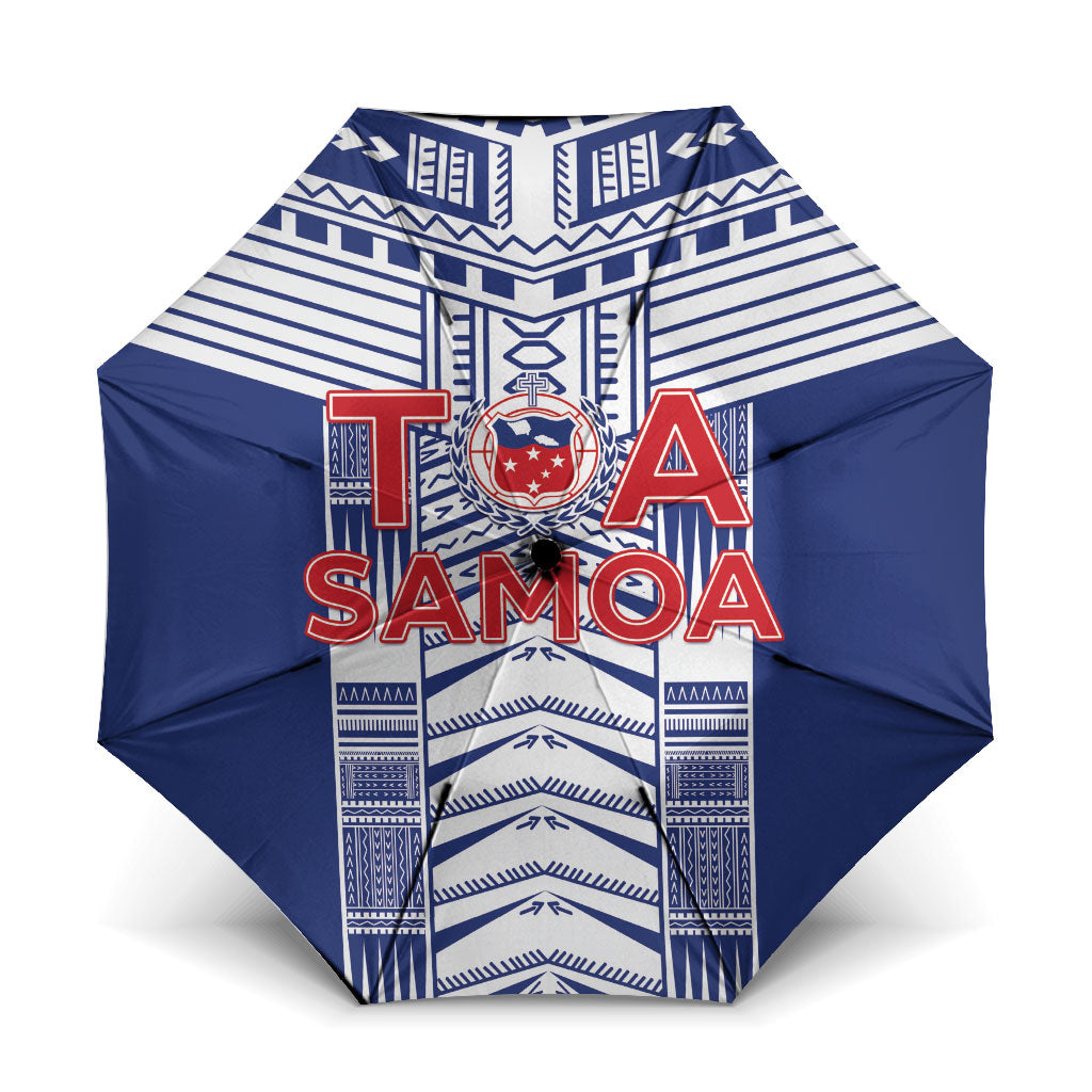 Rugby Toa Samoa Umbrella Samoan Tatau Blue Version LT05 One Size Folded 11.42 inch Opened Diameter 37.4 inch Blue - Polynesian Pride