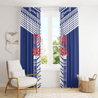 Rugby Toa Samoa Window Curtain Samoan Tatau Blue Version LT05 - Polynesian Pride