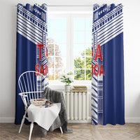 Rugby Toa Samoa Window Curtain Samoan Tatau Blue Version LT05 - Polynesian Pride
