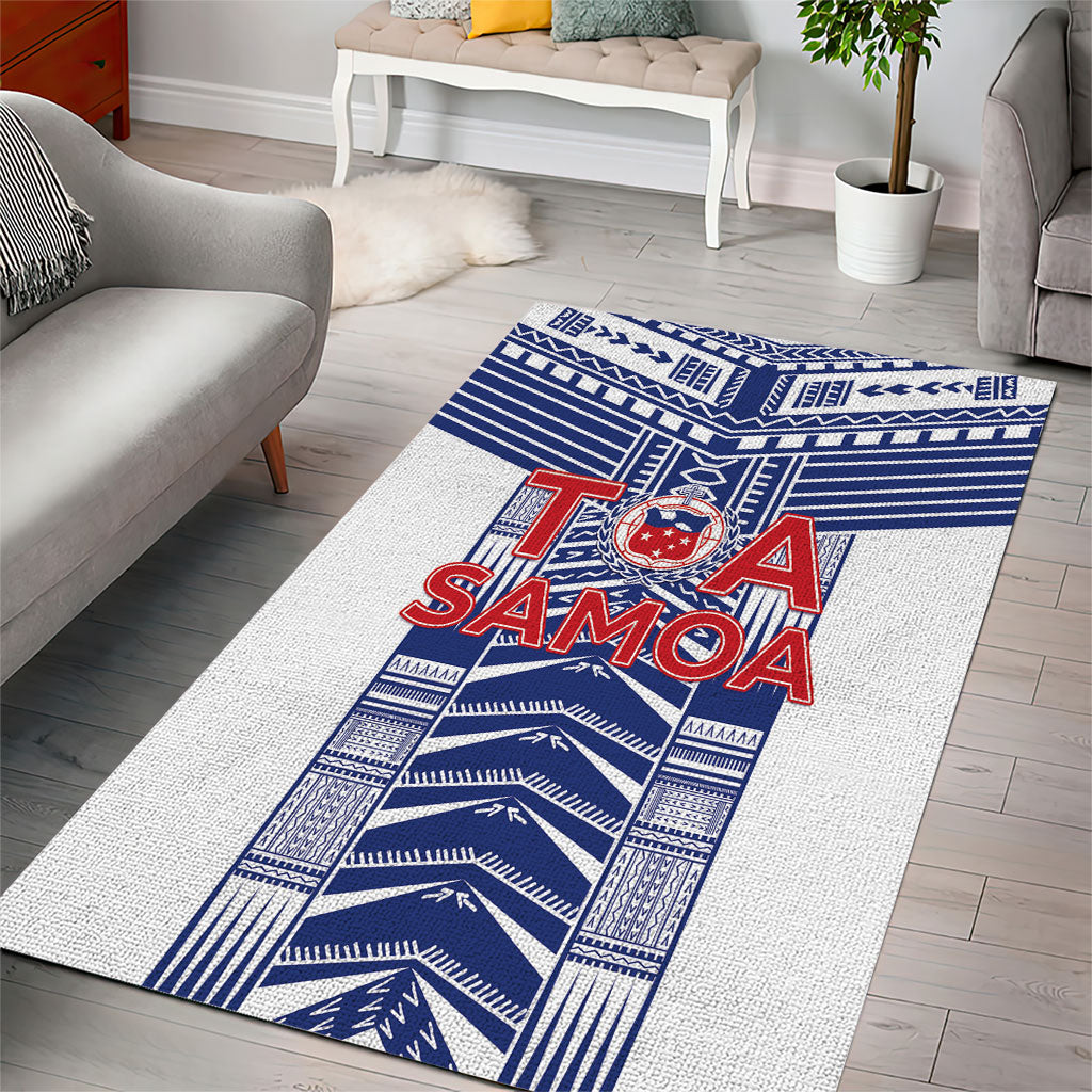 Rugby Toa Samoa Area Rug Samoan Tatau White Version LT05 - Polynesian Pride