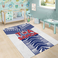 Rugby Toa Samoa Area Rug Samoan Tatau White Version LT05 - Polynesian Pride