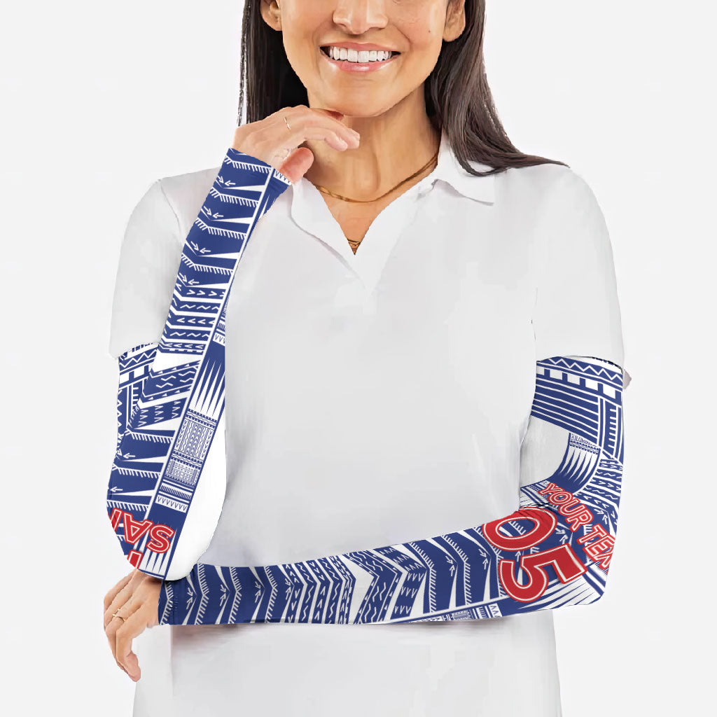 Custom Rugby Toa Samoa Arm Sleeves Samoan Tatau White Version LT05 - Polynesian Pride