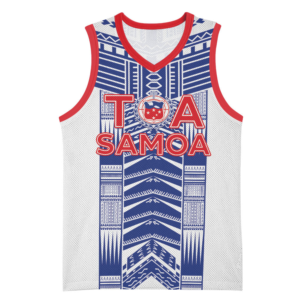Custom Rugby Toa Samoa Basketball Jersey Samoan Tatau White Version LT05 Unisex White - Polynesian Pride