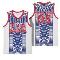Custom Rugby Toa Samoa Basketball Jersey Samoan Tatau White Version LT05 - Polynesian Pride