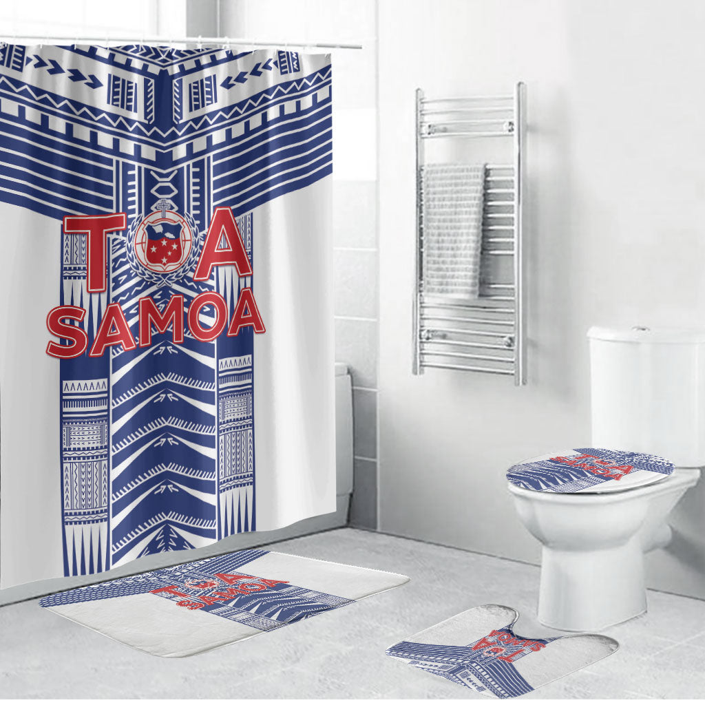 Rugby Toa Samoa Bathroom Set Samoan Tatau White Version LT05 Bathroom Set (4 pcs) White - Polynesian Pride