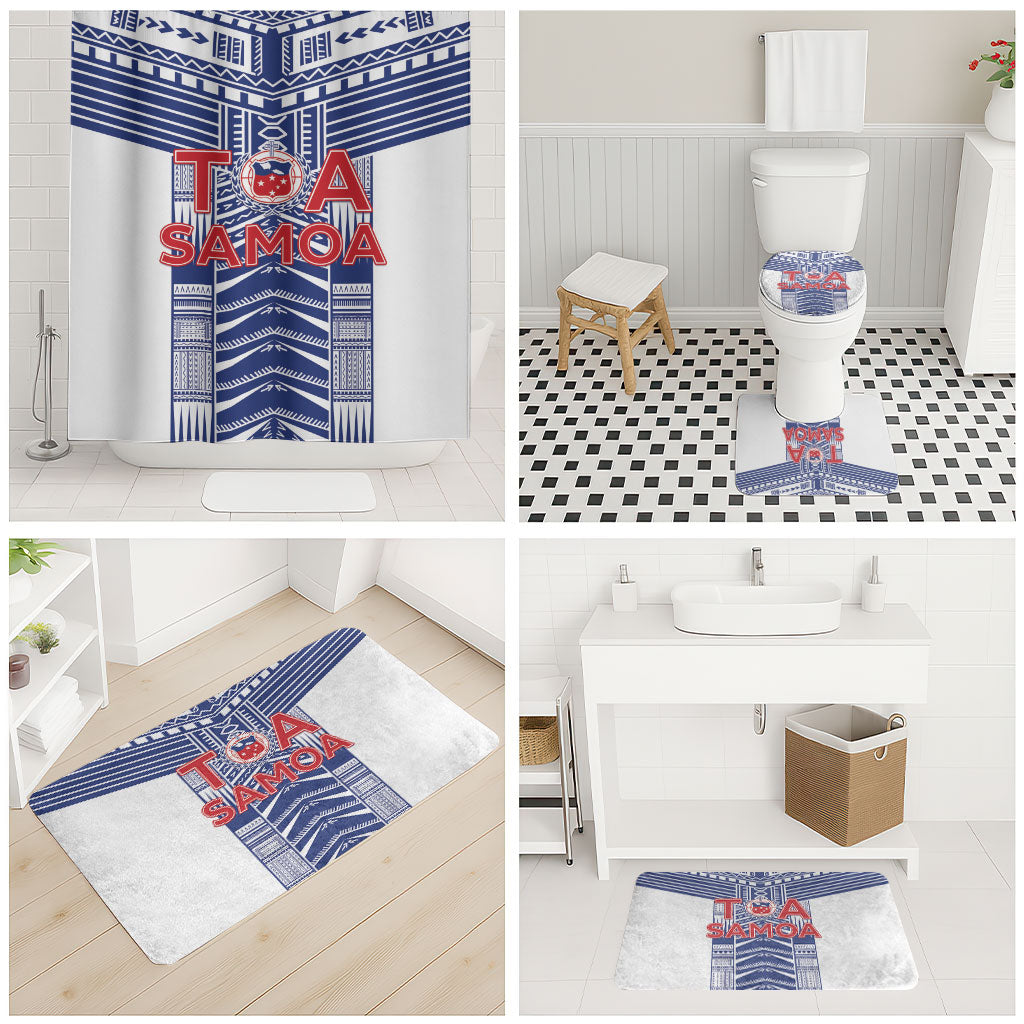 Rugby Toa Samoa Bathroom Set Samoan Tatau White Version LT05 - Polynesian Pride