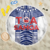Rugby Toa Samoa Beach Blanket Samoan Tatau White Version LT05 One Size 150cm White - Polynesian Pride