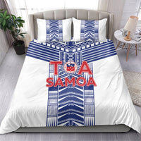 Rugby Toa Samoa Bedding Set Samoan Tatau White Version LT05 - Polynesian Pride