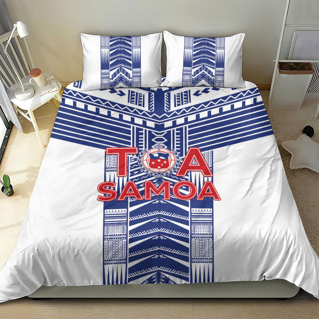 Rugby Toa Samoa Bedding Set Samoan Tatau White Version LT05 - Polynesian Pride