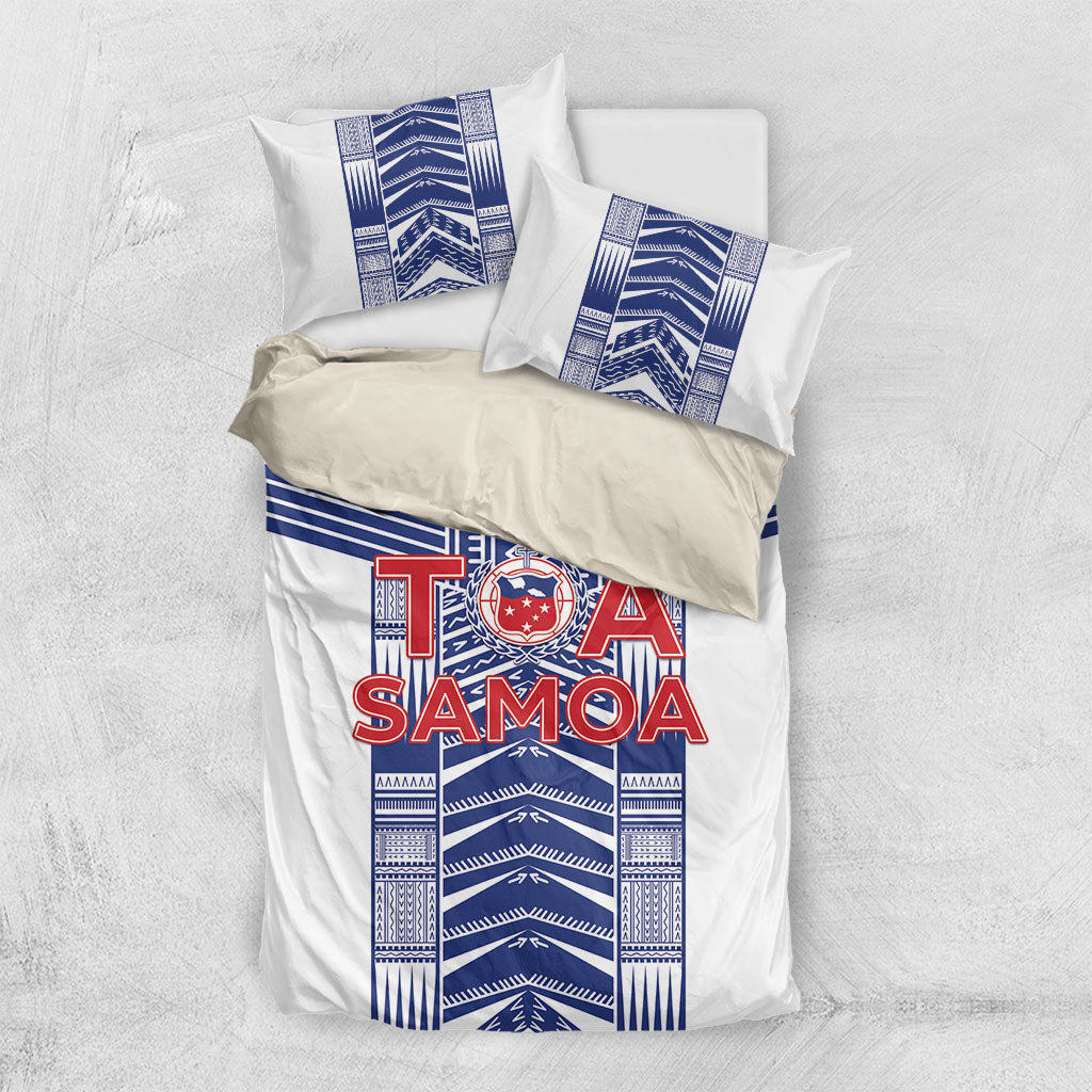 Rugby Toa Samoa Bedding Set Samoan Tatau White Version LT05 US Twin 172cm x 218cm White - Polynesian Pride