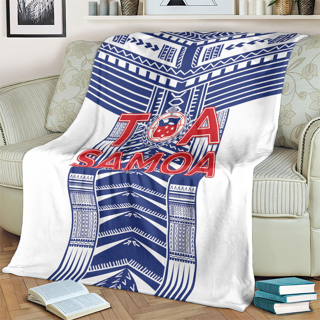 Rugby Toa Samoa Blanket Samoan Tatau White Version LT05 - Polynesian Pride