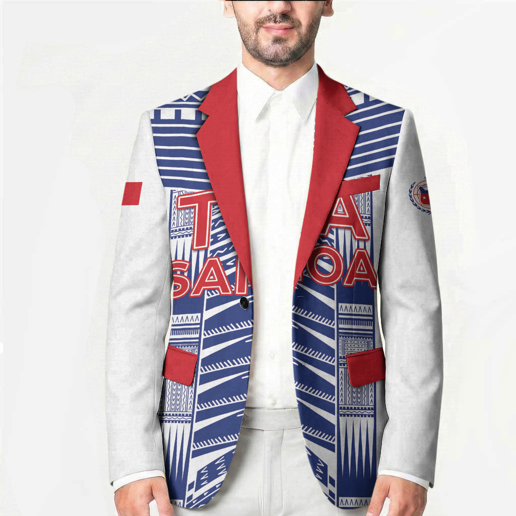 Custom Rugby Toa Samoa Blazer Samoan Tatau White Version LT05 - Polynesian Pride
