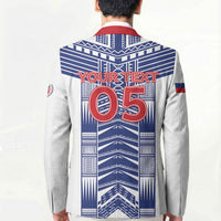 Custom Rugby Toa Samoa Blazer Samoan Tatau White Version LT05 - Polynesian Pride