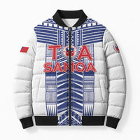 Custom Rugby Toa Samoa Bomber Puffer Jacket Samoan Tatau White Version LT05 Unisex White - Polynesian Pride