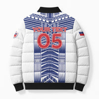 Custom Rugby Toa Samoa Bomber Puffer Jacket Samoan Tatau White Version LT05 - Polynesian Pride