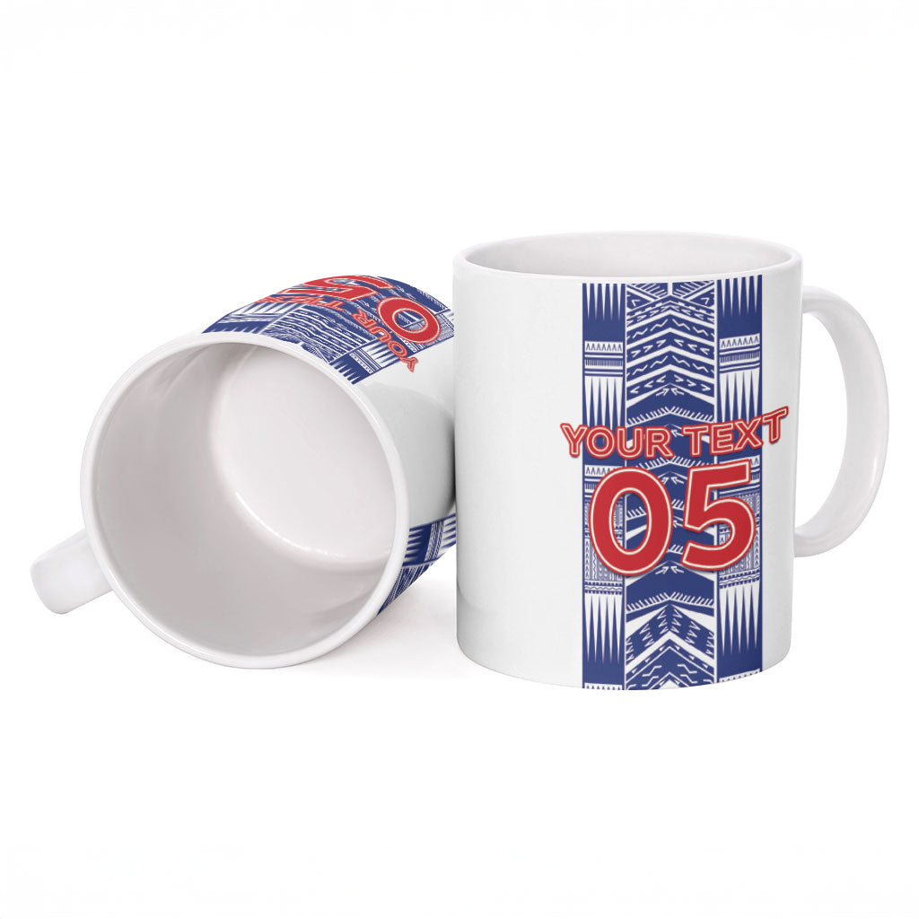 Custom Rugby Toa Samoa Ceramic Mug Samoan Tatau White Version LT05 - Polynesian Pride