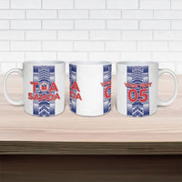 Custom Rugby Toa Samoa Ceramic Mug Samoan Tatau White Version LT05 - Polynesian Pride