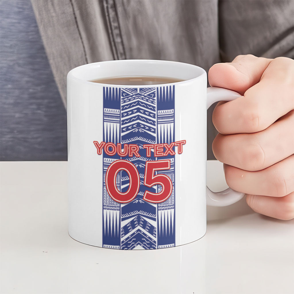 Custom Rugby Toa Samoa Ceramic Mug Samoan Tatau White Version LT05 - Polynesian Pride