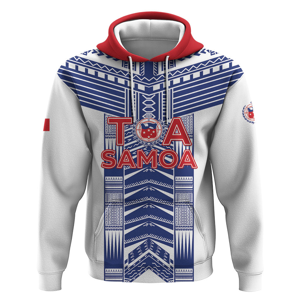 Custom Rugby Toa Samoa Hoodie Samoan Tatau White Version LT05 Pullover Hoodie White - Polynesian Pride