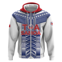 Custom Rugby Toa Samoa Hoodie Samoan Tatau White Version LT05 Zip Hoodie White - Polynesian Pride