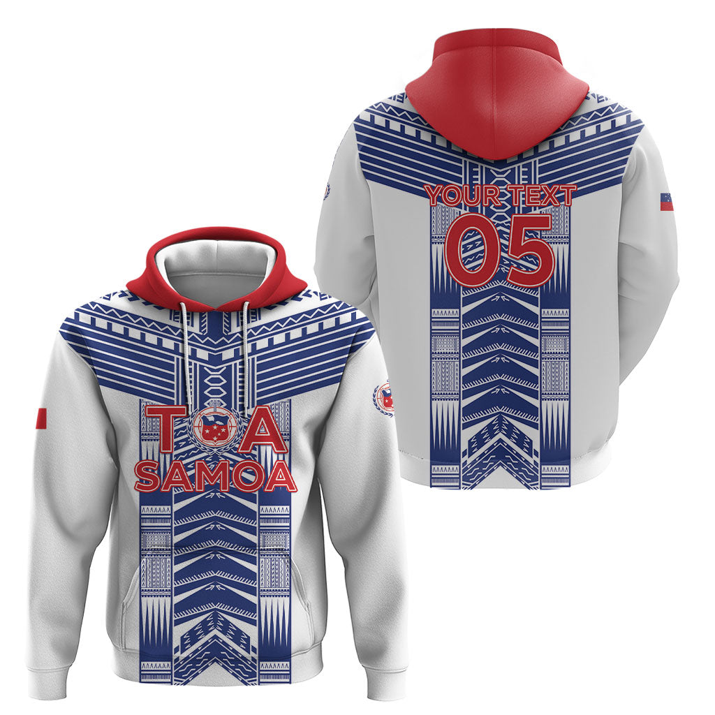 Custom Rugby Toa Samoa Hoodie Samoan Tatau White Version LT05 - Polynesian Pride