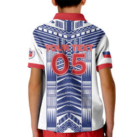 Custom Rugby Toa Samoa Kid Polo Shirt Samoan Tatau White Version LT05 - Polynesian Pride