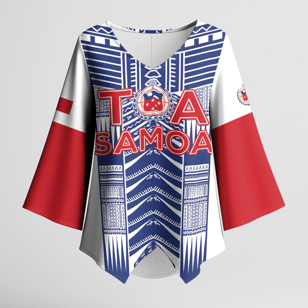Custom Rugby Toa Samoa Kimono Sleeve Blouse Samoan Tatau White Version LT05 Female White - Polynesian Pride