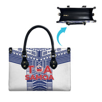 Rugby Toa Samoa Leather Bag Samoan Tatau White Version LT05 - Polynesian Pride