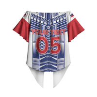 Custom Rugby Toa Samoa Off Shoulder Wrap Waist Top Samoan Tatau White Version LT05 - Polynesian Pride