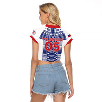 Custom Rugby Toa Samoa Raglan Cropped T Shirt Samoan Tatau White Version LT05 - Polynesian Pride