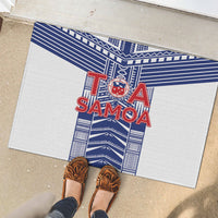 Rugby Toa Samoa Rubber Doormat Samoan Tatau White Version LT05 - Polynesian Pride