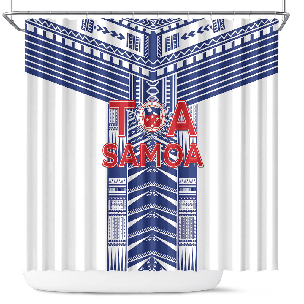 Rugby Toa Samoa Shower Curtain Samoan Tatau White Version LT05 White - Polynesian Pride