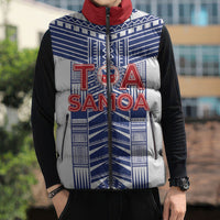 Custom Rugby Toa Samoa Sleeveless Puffer Jacket Samoan Tatau White Version LT05 - Polynesian Pride