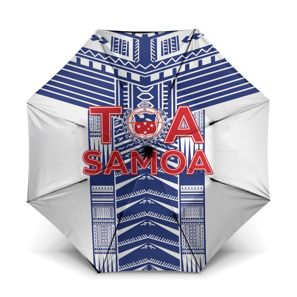 Rugby Toa Samoa Umbrella Samoan Tatau White Version LT05 One Size Folded 11.42 inch Opened Diameter 37.4 inch White - Polynesian Pride