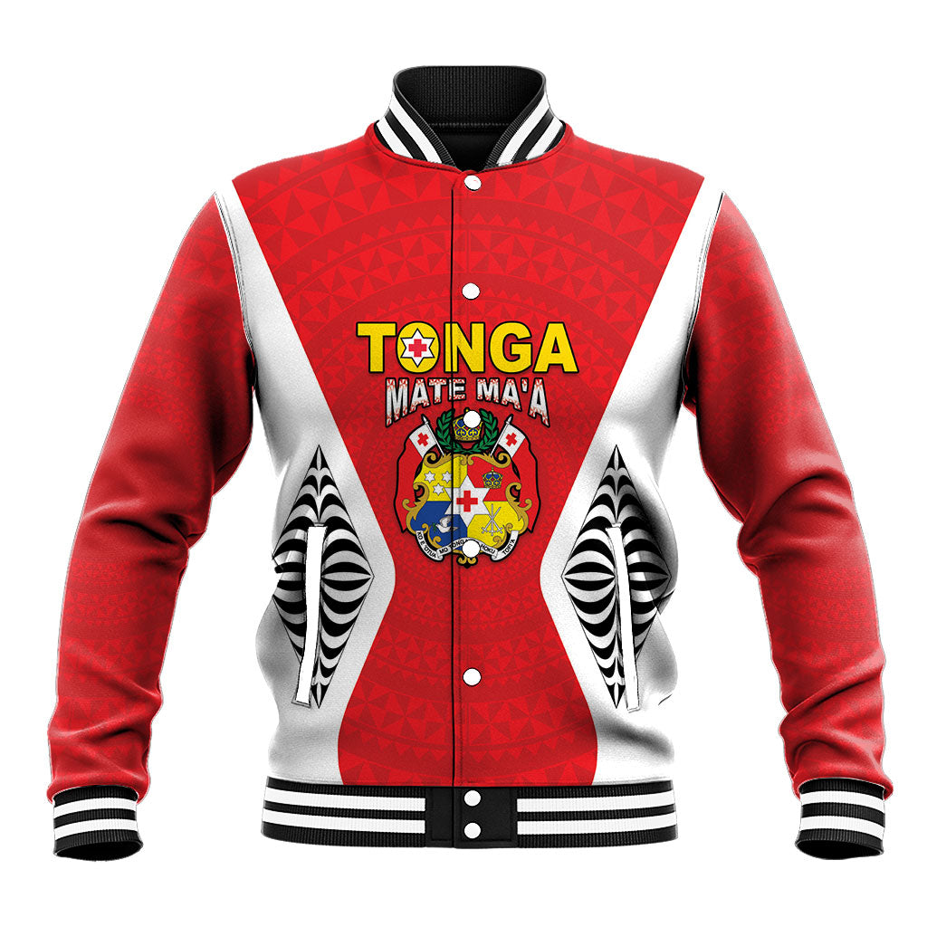 Custom 2026 Tonga Rugby XIII Baseball Jacket Sporty Style LT05 Unisex Red - Polynesian Pride
