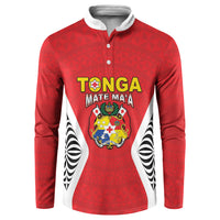 Custom 2026 Tonga Rugby XIII Button Sweatshirt Sporty Style LT05 Red - Polynesian Pride