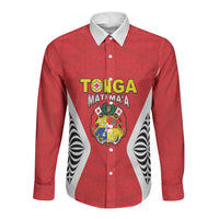 Custom 2026 Tonga Rugby XIII Long Sleeve Button Shirt Sporty Style LT05 Unisex Red - Polynesian Pride
